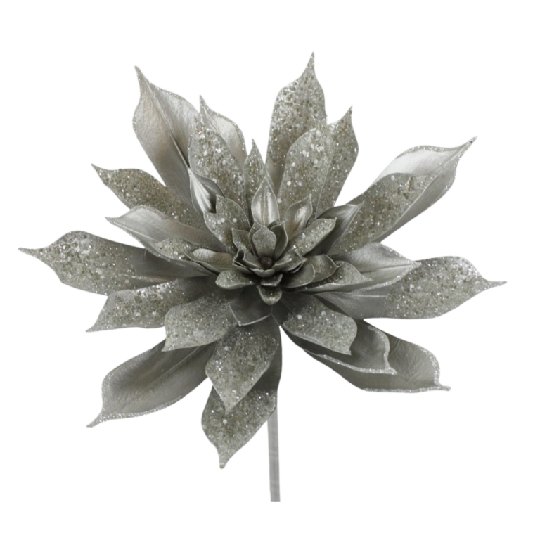 Glittered Echiveria Pick, Silver, 14in