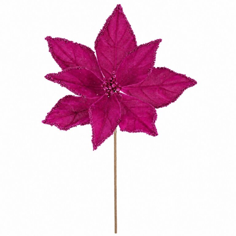 Velvet Poinsettia Spray, Pink, 19in