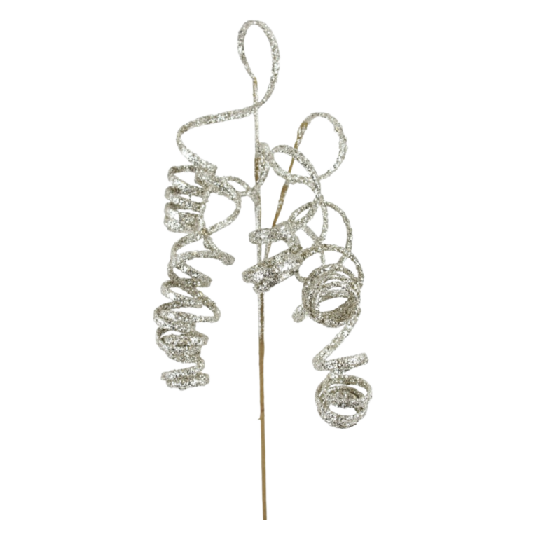 Glittered Willow Spray, Champagne, 40in