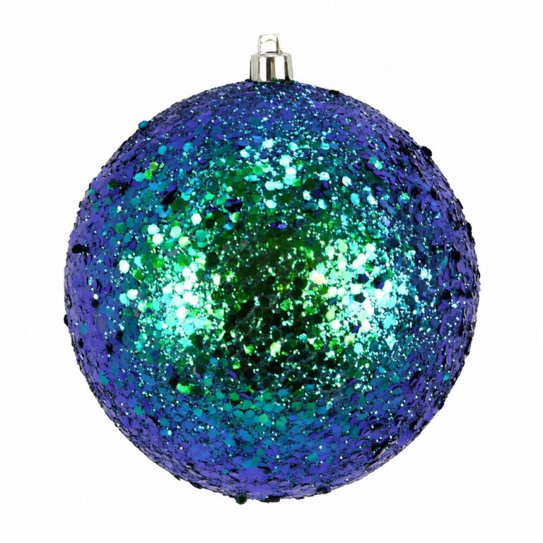 Glittered Orb Ornaments Box of 2, Blue, 4in