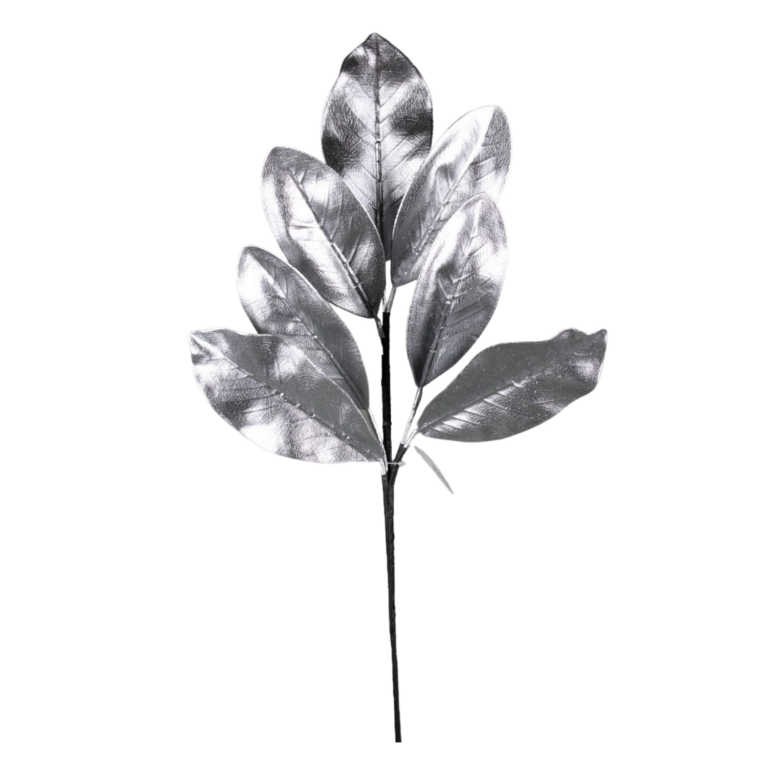 Metalic Magnolia Leaf, Silver, 29in