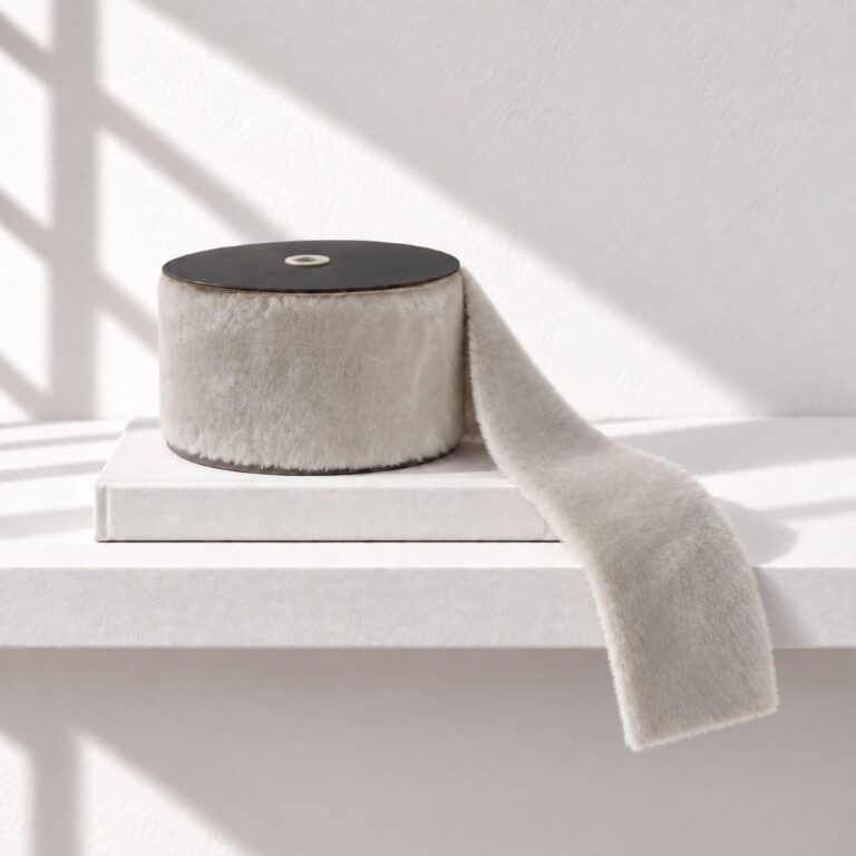 Fur Ribbon, White, 4in x 10yd