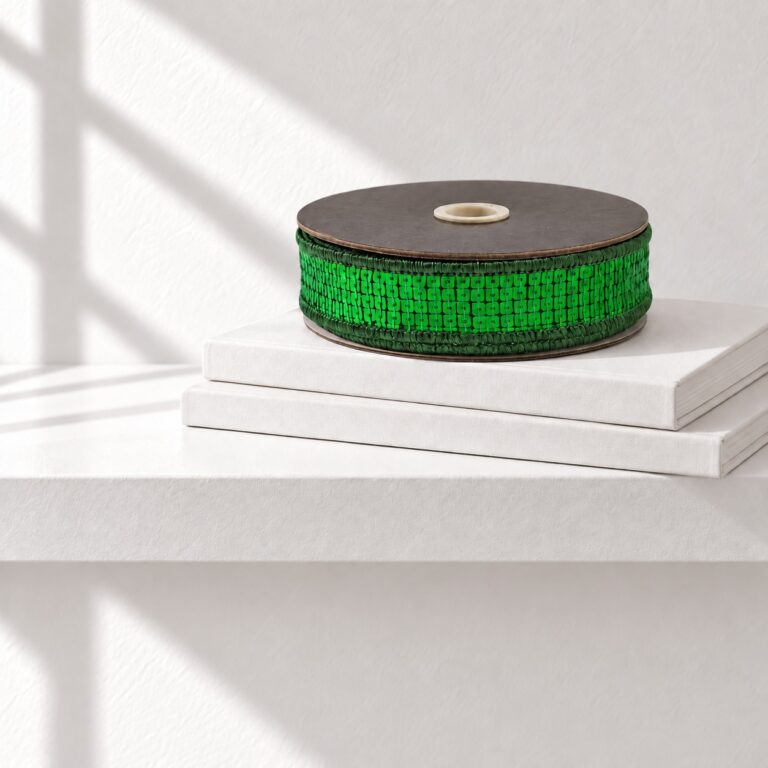 Sequin Ribbon, Green, 1in x 10yd