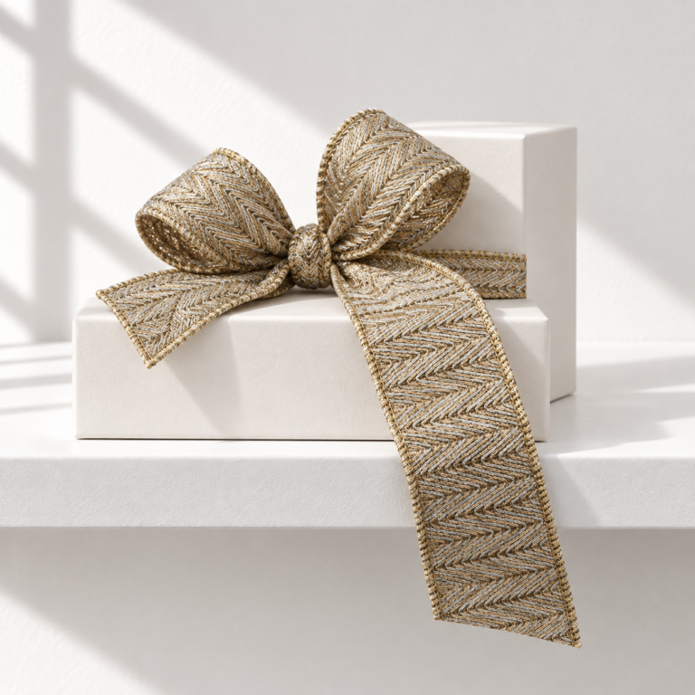 Metallic Trim Ribbon, Champagne, 2in x 10yd