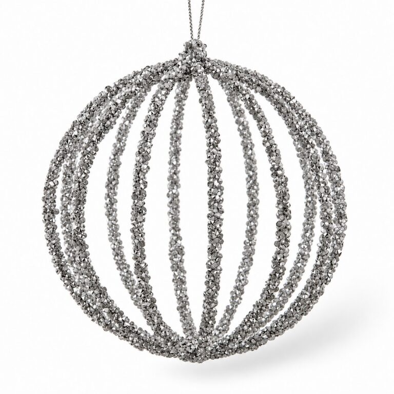 Glittered Filigree Orb Ornament, Silver, 6in