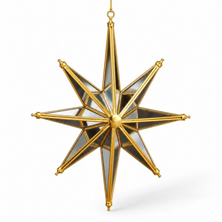 Mirrored Star Ornament, Gold, 11in