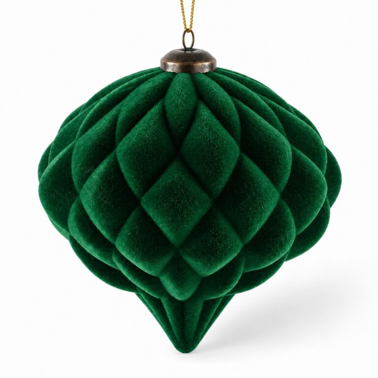 Velvet Finial Onion Ornament , Green, 7in