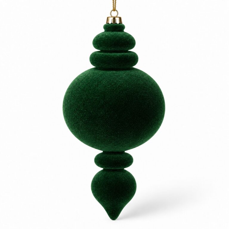 Velvet Finial Ornament, Green, 9in