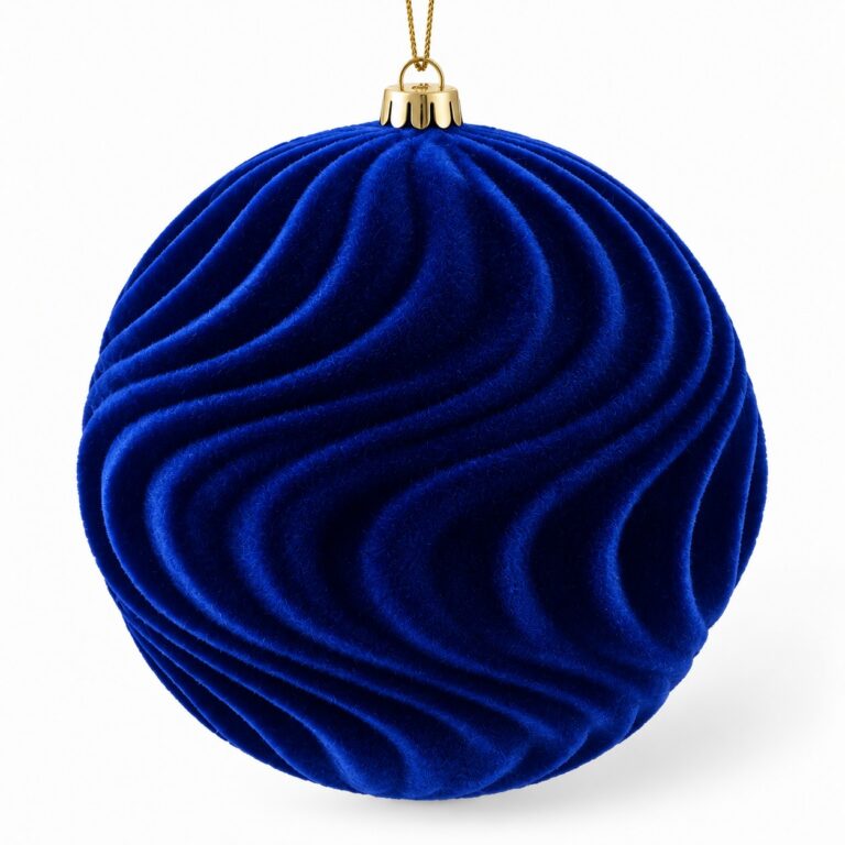 Velvet Wave Orb Ornament, Royal Blue, 6in