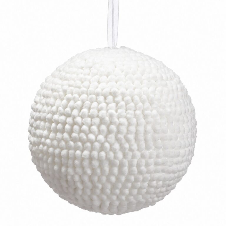 Pompom Orb Ornament, White, 8in