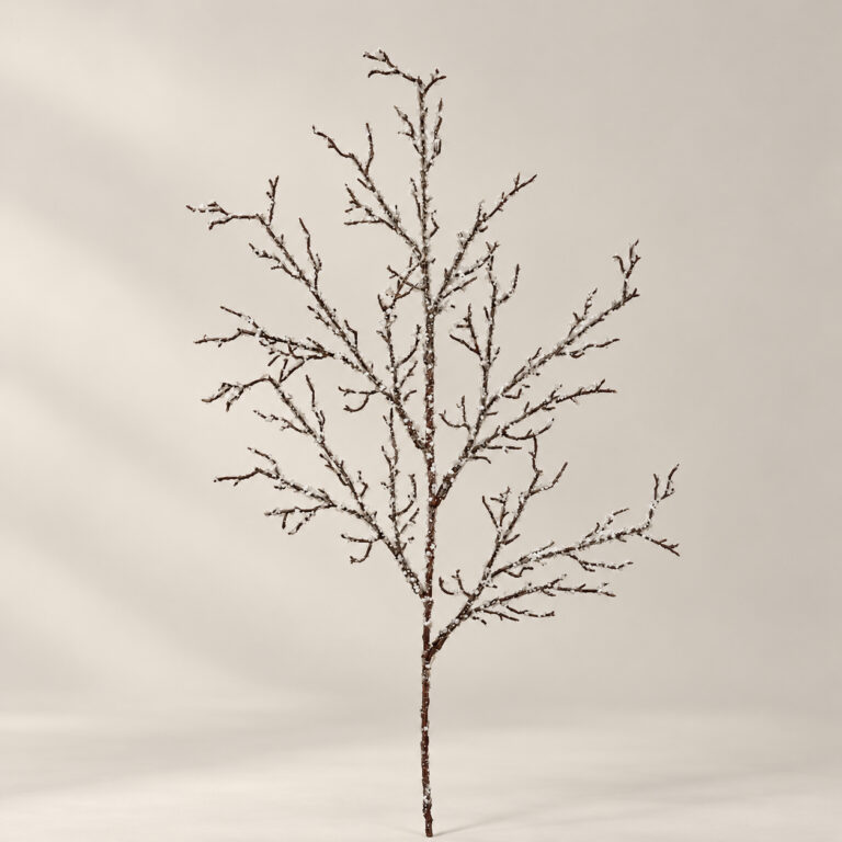 Brown and white frosted twig spray, 26in