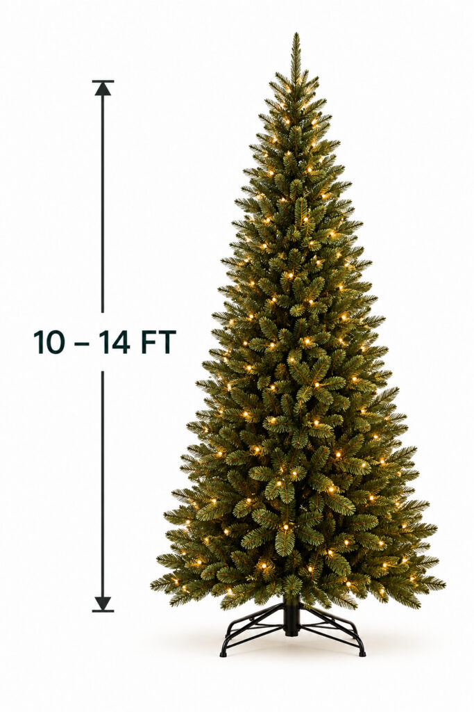 Artificial Christmas tree height guide for 10 to 14 feet