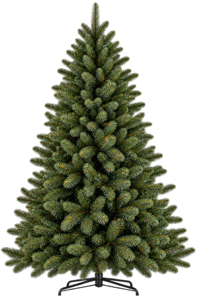 Artificial green Christmas tree for height comparison